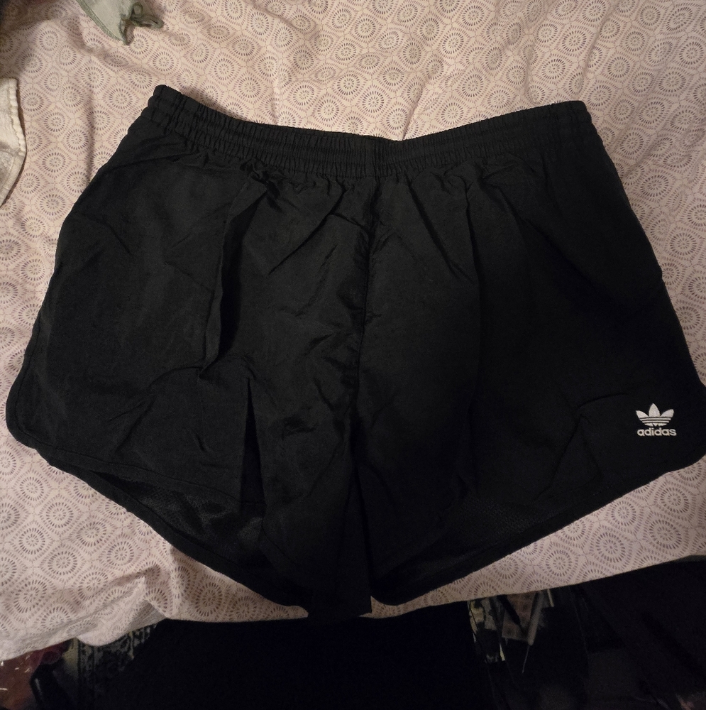 Adidas Black Athletic Shorts with Trefoil Logo